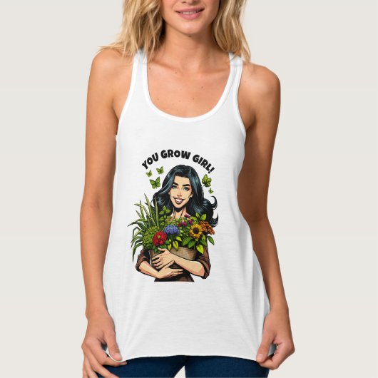 Jij kweekt meisje | Grappige Retro Plant-liefhebbe Tanktop (Voorkant)