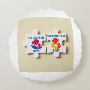 Jij maakt me compleet, Baby’ puzzelstukje Rond Kussen
