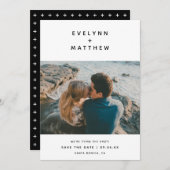 Jij Plus mij | Eenvoudige moderne namen | Zwart Save The Date (Voorkant / Achterkant)