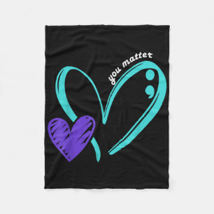Jij Preventie Zelfmoordbewustzijn Teal Paarse Hart Fleece Deken