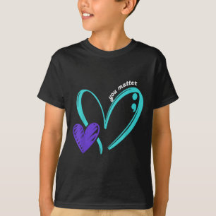 Jij Preventie Zelfmoordbewustzijn Teal Paarse Hart T-shirt
