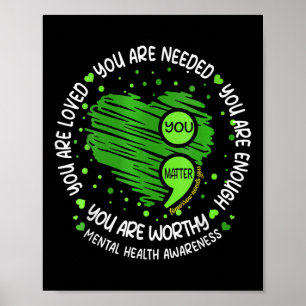 Jij puntkomma Hart Mentale Gezondheidsbewustzijn V Poster