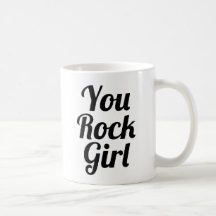 Jij rock Girl   Slogan-Mok   handgeschreven typolo Koffiemok