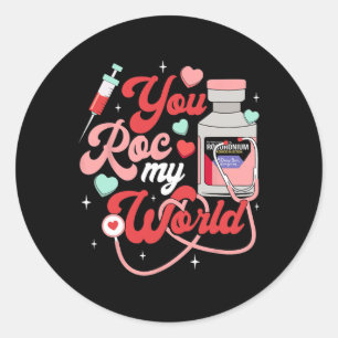Jij Rokt Mijn Wereld Verpleegster Valentijnsdag Er Ronde Sticker