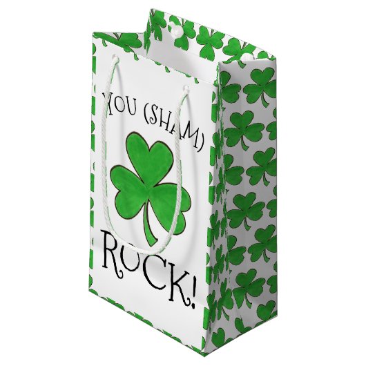 Jij (Sham) Rock Green Shamrock Clover Congrats Klein Cadeauzakje (Voorkant Gekanteld)