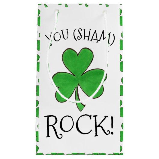 Jij (Sham) Rock Green Shamrock Clover Congrats Klein Cadeauzakje (Voorkant)