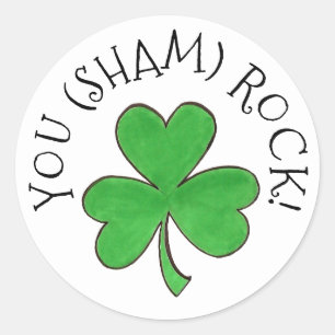 Jij (Sham) Rock Green Shamrock Clover Congrats Ronde Sticker