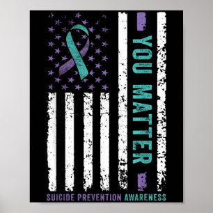 Jij Teal & Paarse Lint Zelfmoordpreventie Activism Poster