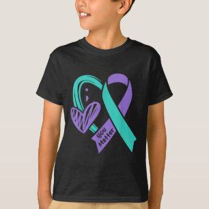 Jij Zelfmoordpreventie Bewustzijn Turkoois Paarse T-shirt