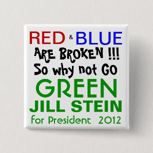 Jill Stein voor President 2012 Green Party Vierkante Button 5,1 Cm