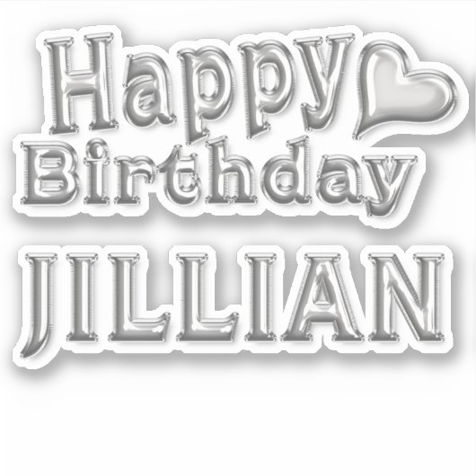 Jillian Happy Birthday silver Aufkleber Sticker (Voorkant)