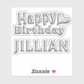 Jillian Happy Birthday silver Aufkleber Sticker (Vel)