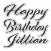 Jillian Nom Prénom Anniversaire de Black Sticker (Devant)