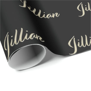Jillian papier cadeau en or blanc écriture manuscr