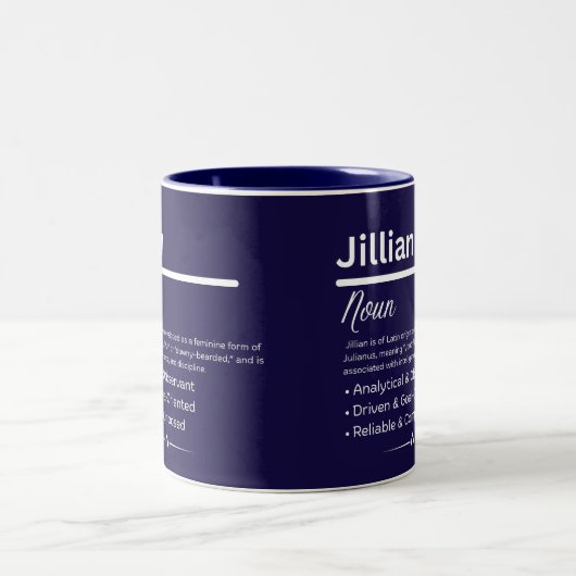 Jillian Personalized Girl Name Meaning Coffee Mug (Centre)