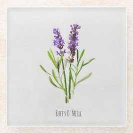 Jilly's Botanische Lavender Waterverf Glazen Onderzetter