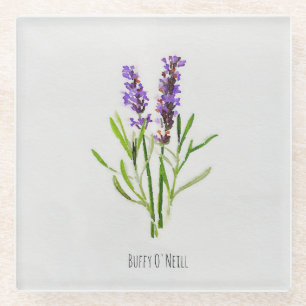 Jilly's Botanische Lavender Waterverf Glazen Onderzetter