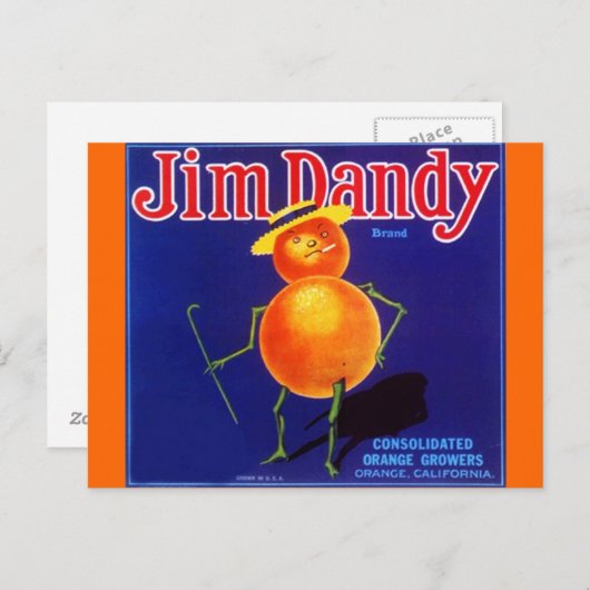 Jim Dandy Anthropomorfe Oranje Briefkaarten (Voorkant / Achterkant)