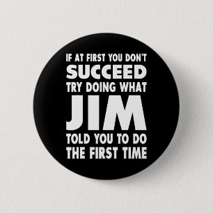 Jim naam gepersonaliseerde verjaardag leuk kerst g ronde button 5,7 cm
