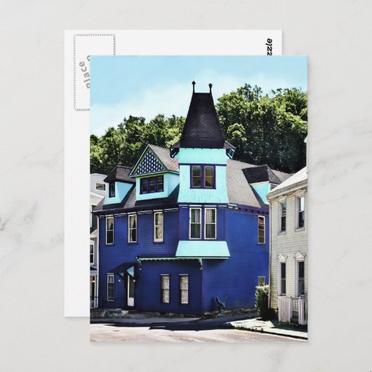 Jim Thorpe PA - straat met blauw gebouw Briefkaart (Voorkant / Achterkant)