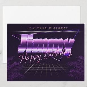 Jimmy prénom carte rétro lilas anniversaire