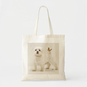 Jimmy, shterhond met vlinder op staart tote bag