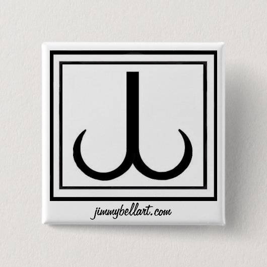 Jimmybellart.com JB SYMBOL Vierkante Button 5,1 Cm (Voorkant)