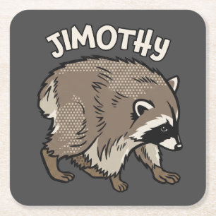 Jimothy Wasbeer Comic Stijl Dier Vierkante Kartonnen Onderzetter