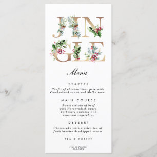 jingl Noël cartes de menu mariage