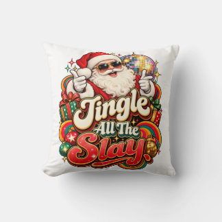 Jingle All the Slay Disco Kerstman Worpkussen Kussen