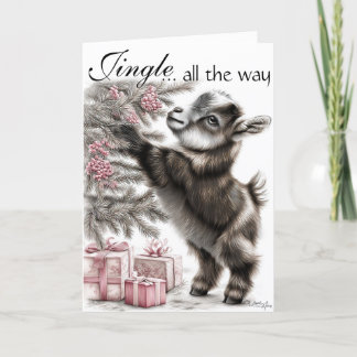 Jingle All The Way - Baby Goat Christmas Feestdagen Kaart