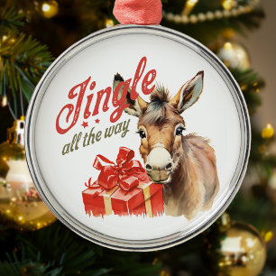 Jingle All the Way Christmas Boerderij Ezel Metalen Ornament
