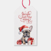 Jingle All The Way Franse Bulldog Kerstmis Cadeaulabel (Voorkant)