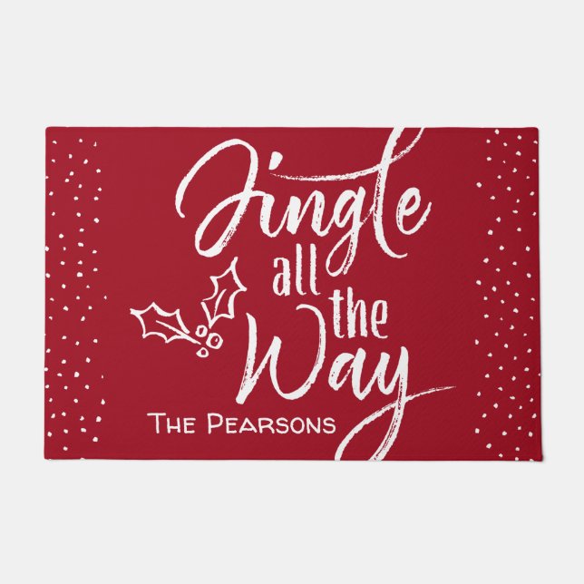 Jingle All The Way - Gepersonaliseerde Kerst Deurmat (Voorkant)