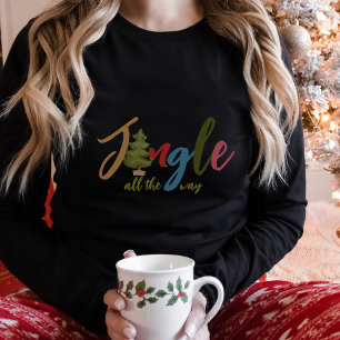 Jingle all the way kerstvakantie typografie t-shirt