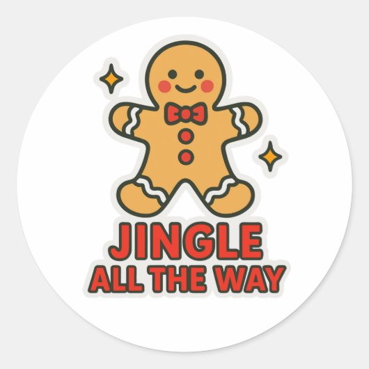 Jingle all the way ronde sticker (Voorkant)
