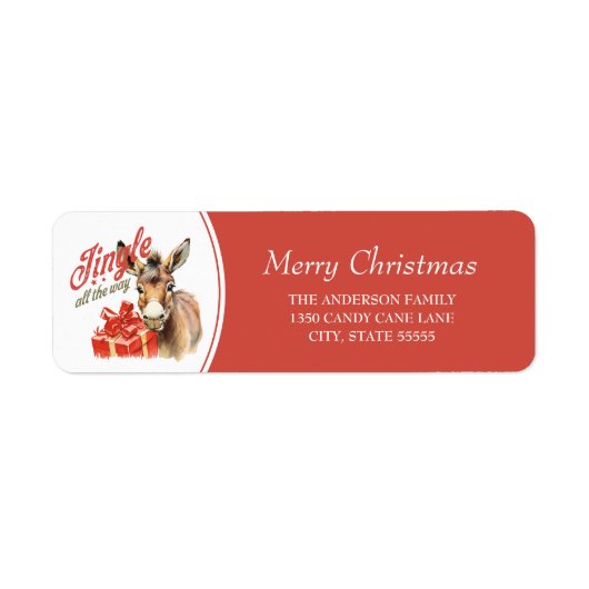 Jingle All the Way Rustiek Kerst Boerderij Ezel Etiket (Voorkant)