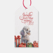 Jingle All The Way White Poodle Kerstmis Cadeaulabel (Voorkant)