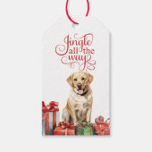 Jingle All The Way Yellow Lab Retriever Kerstmis Cadeaulabel (Voorkant)