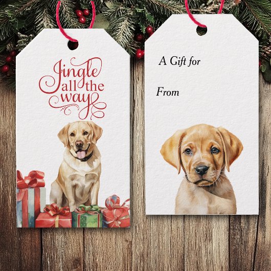 Jingle All The Way Yellow Lab Retriever Kerstmis Cadeaulabel