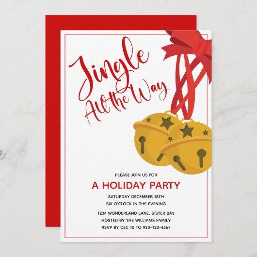 Jingle All Way Bells Fête Invitation (Devant / Derrière)