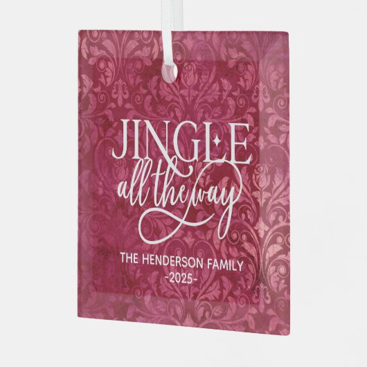 Jingle All Way Familienaam Kerstmis Glas Ornament (Voorkant links)