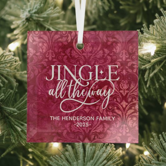 Jingle All Way Familienaam Kerstmis Glas Ornament (Insitu)