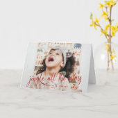 Jingle All Way Red Script 2 Photo Holiday Kaart (Gele Bloem)
