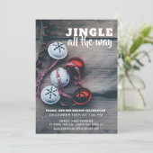 Jingle All Way Rustic Holiday Party Uitnodiging (Staand voorkant)