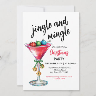 Jingle and Mingle Christmas Party Invitation Kaart