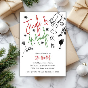 Jingle And Mingle Feestelijke Krabbelkerstfeest   Kaart