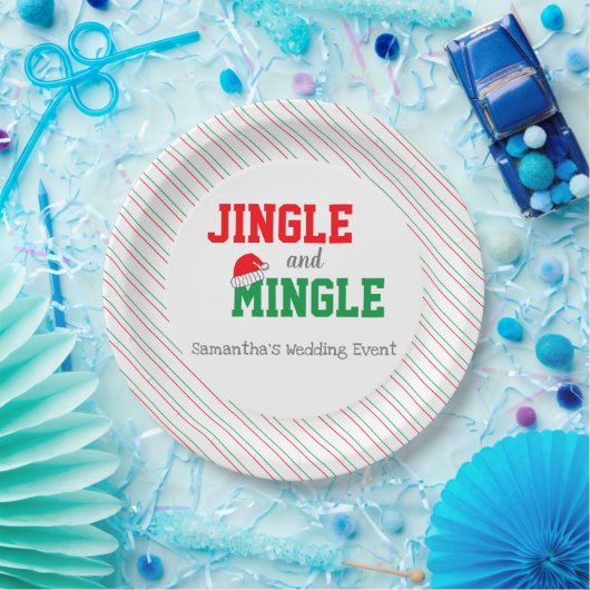 Jingle and Mingle Kerstbruilding Event Papieren Bordje (Feest)