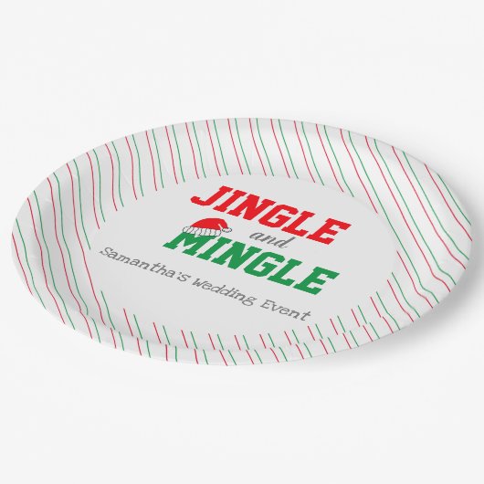 Jingle and Mingle Kerstbruilding Event Papieren Bordje (Gekanteld)