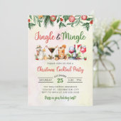Jingle and Mingle Kerstmis cocktail Party Kaart (Staand voorkant)
